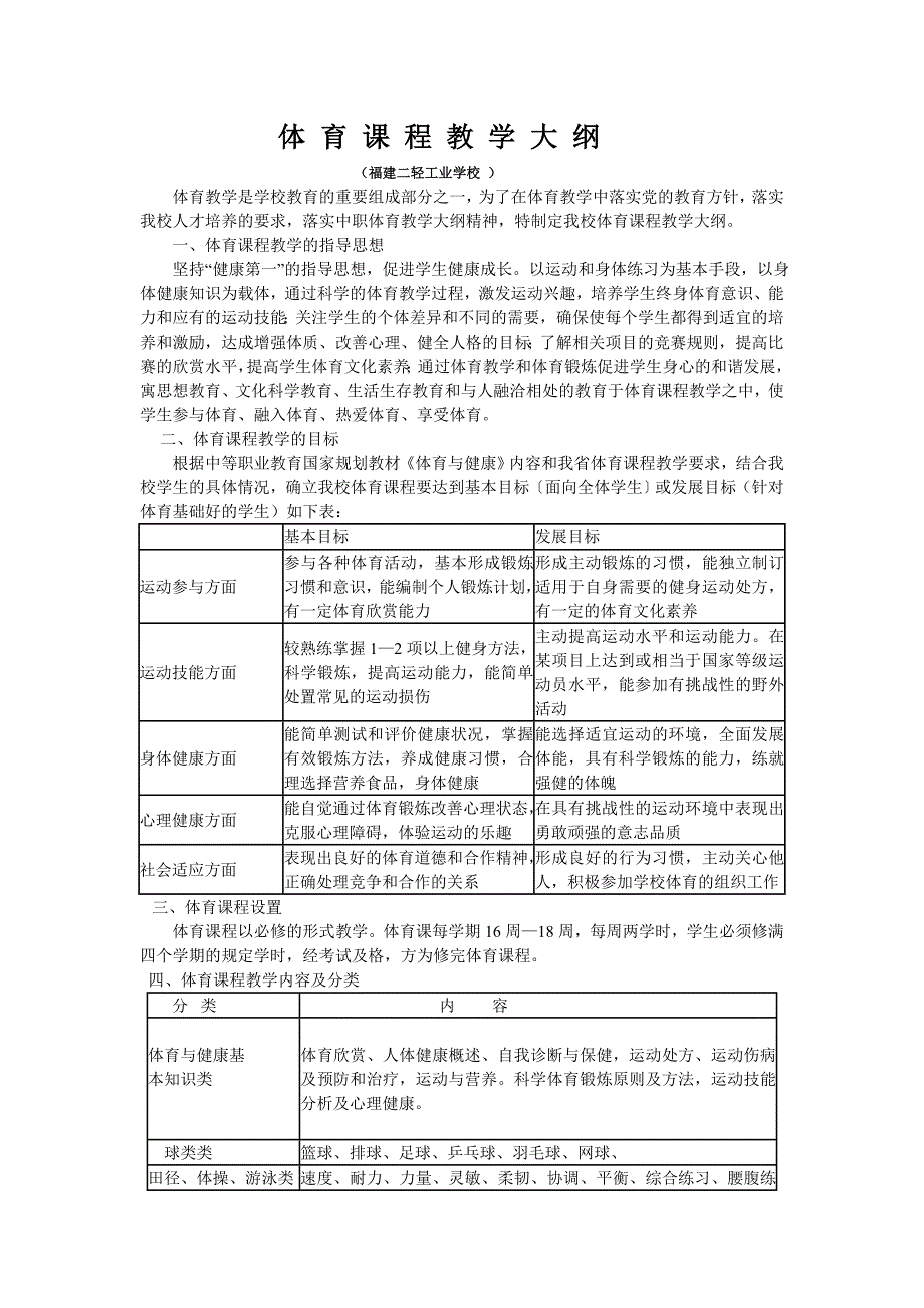 二轻校体育课程教学大纲_第1页