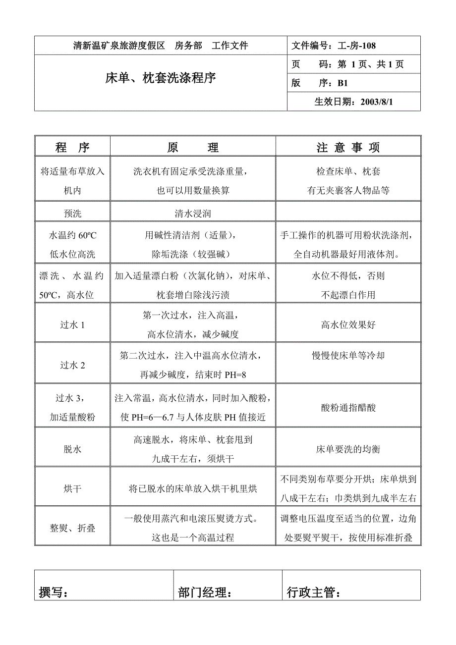 床单、枕套洗涤程序_第1页