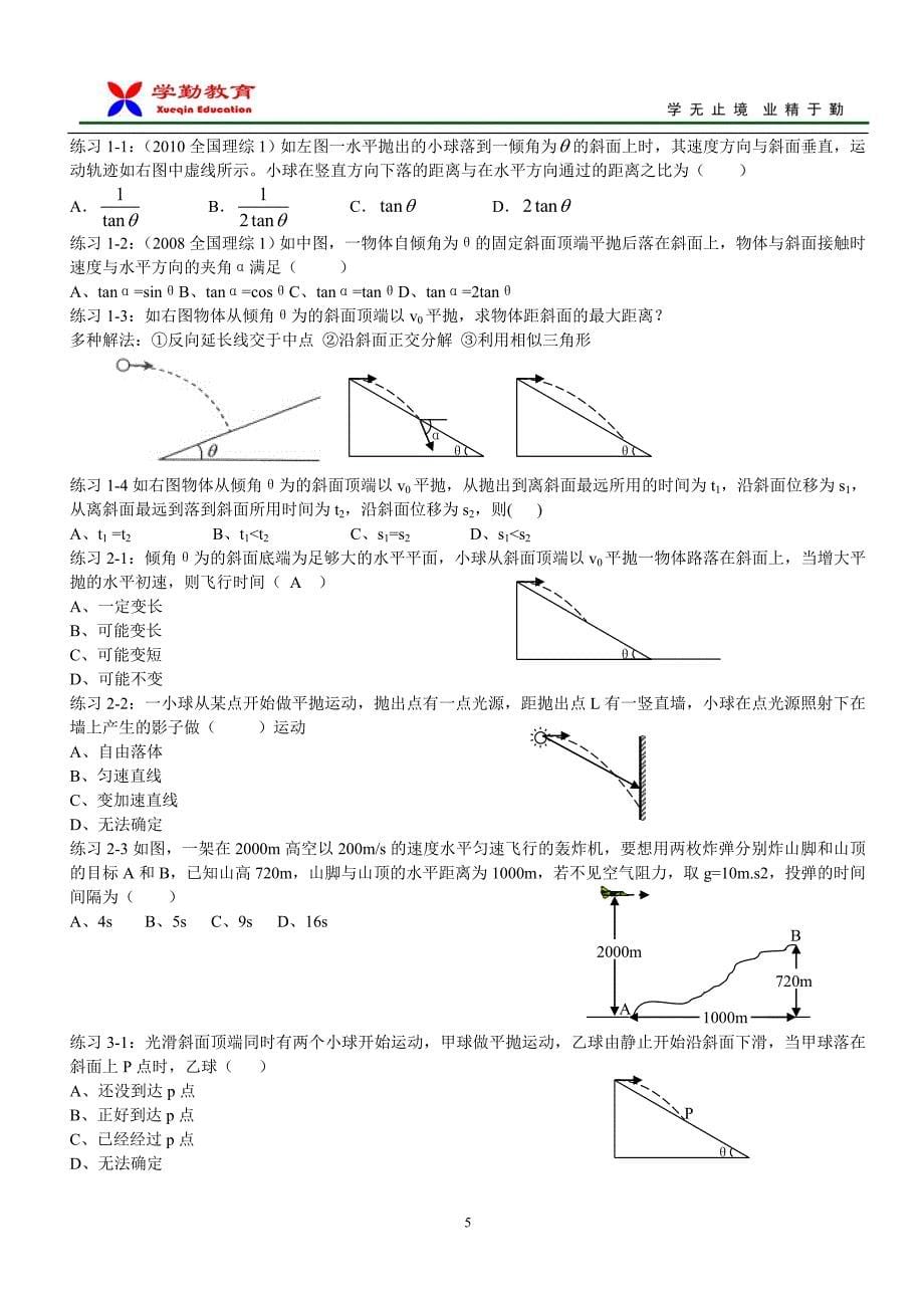 讲义-曲线运动复习_第5页