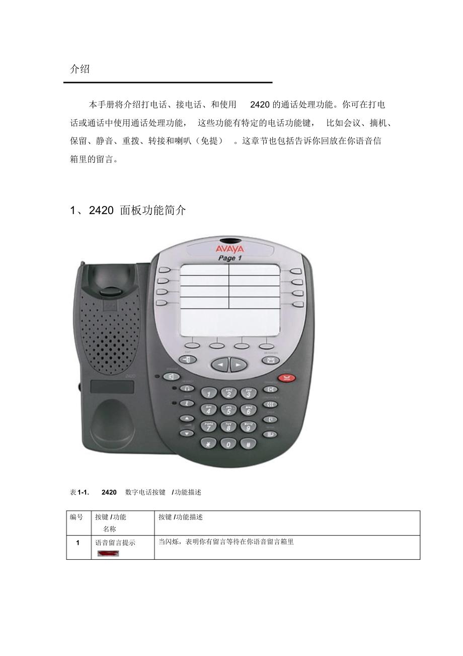 Avaya2420话机说明书_第3页