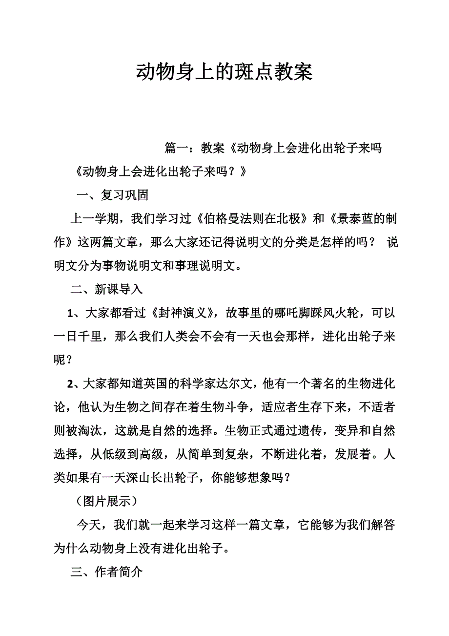 动物身上的斑点教案_第1页