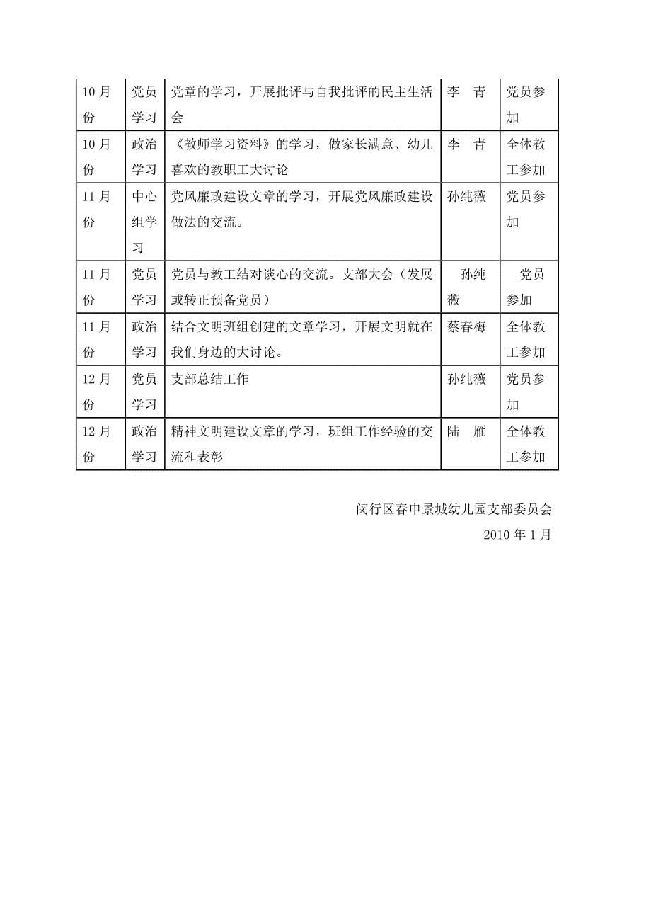 春申景城幼儿园2010年党支部工作计划_第5页