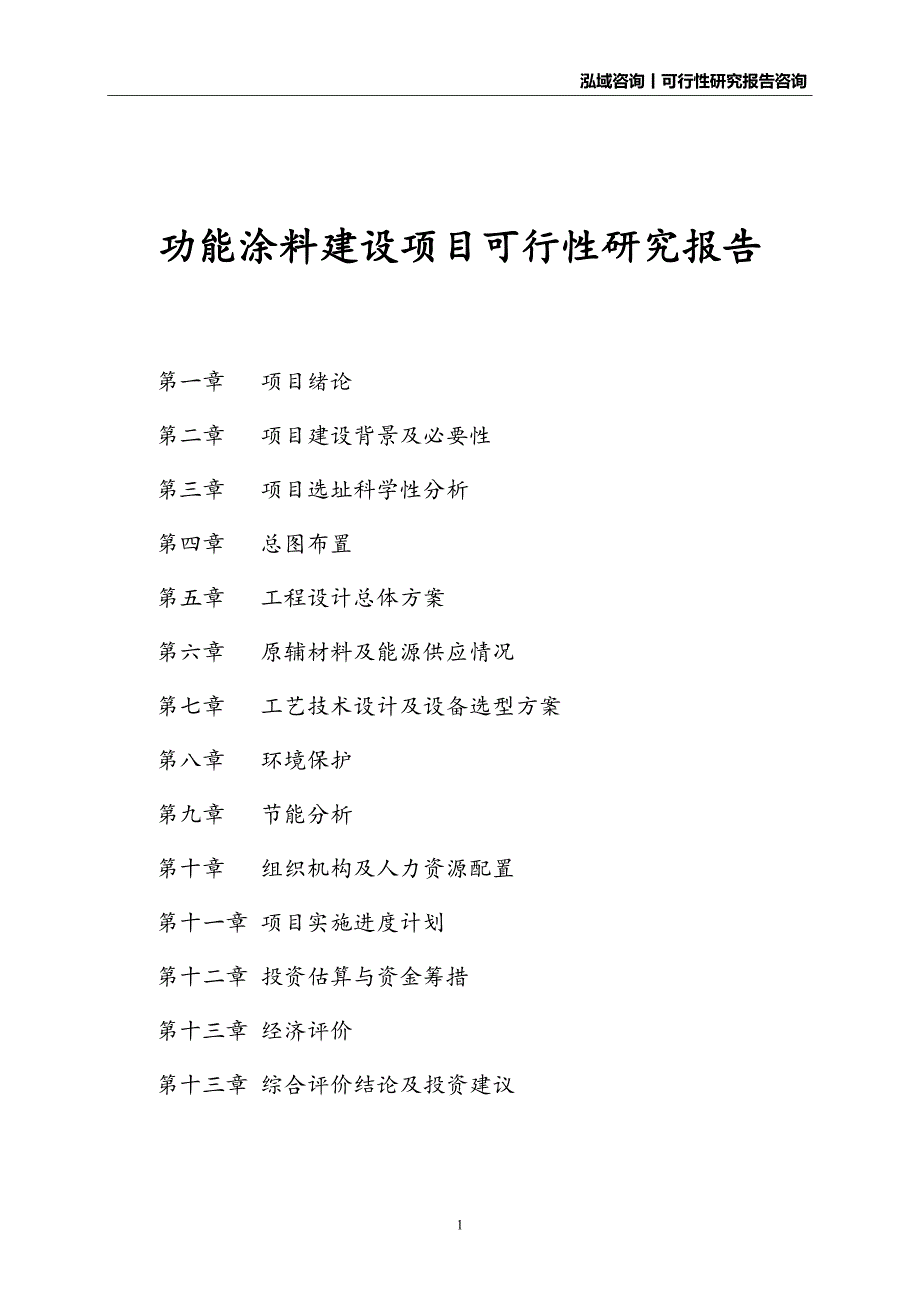 功能涂料建设项目可行性研究报告_第1页