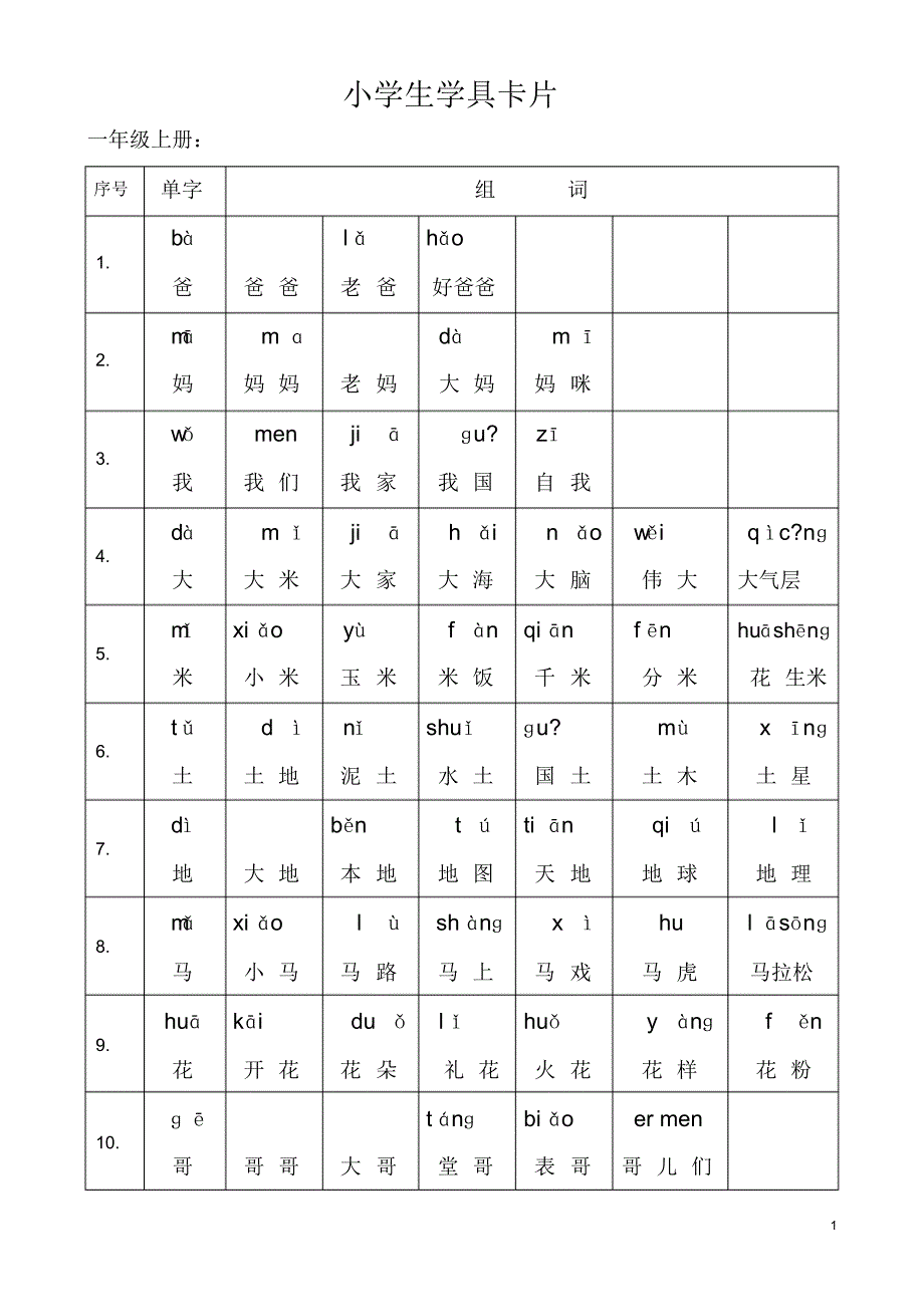 一年级语文学具卡片_第1页