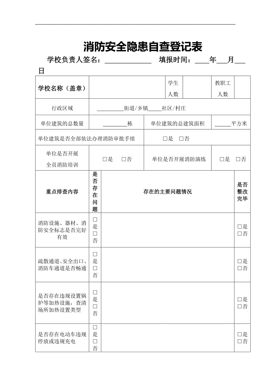 517099315消防安全隐患自查登记表doc.doc_第1页