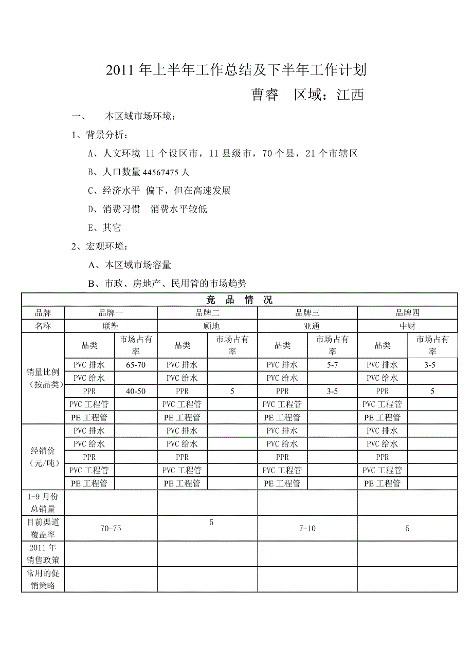 2011年上半年工作总结及下半年工作计划_第1页