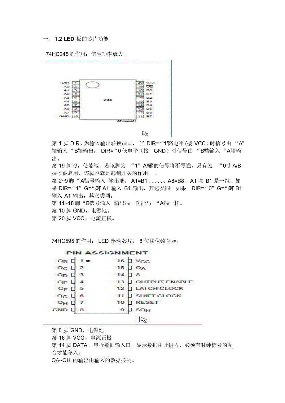 LED显示屏各芯片管脚定义_第1页