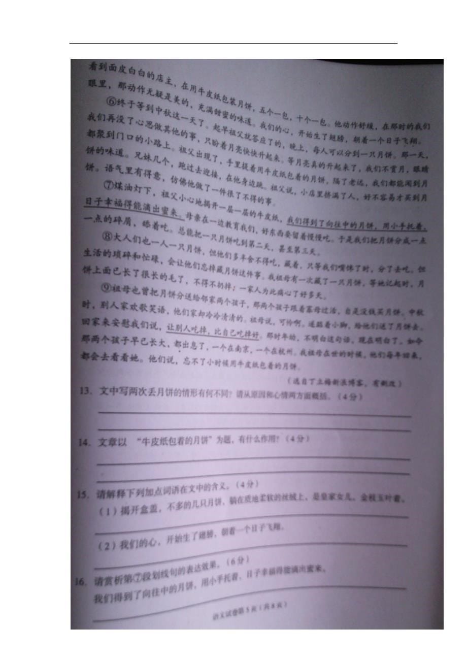 重庆市荣昌县2015届初三学业调研测试语文卷_第5页
