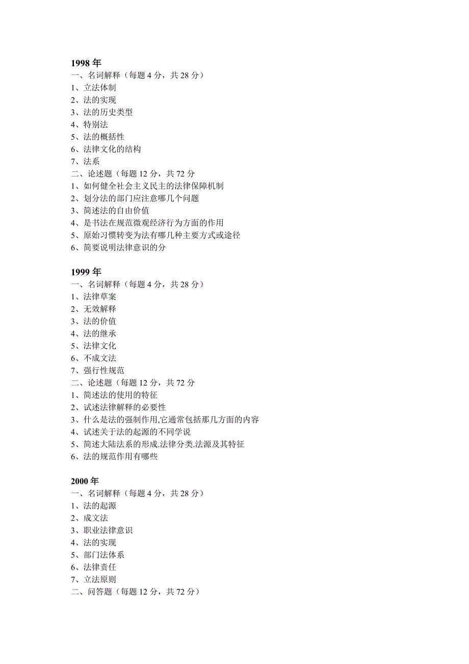 1998—2008年南京大学法理学硕士研究生入学考试试题_第1页