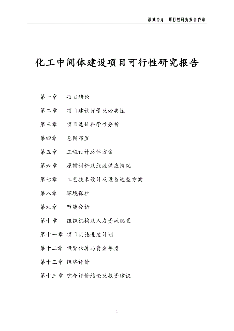 化工中间体建设项目可行性研究报告_第1页