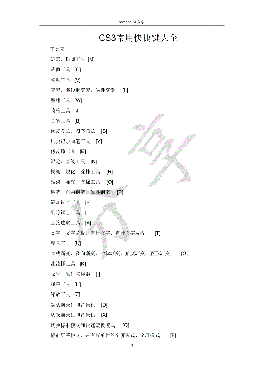 CS3快捷键大全小结_第1页