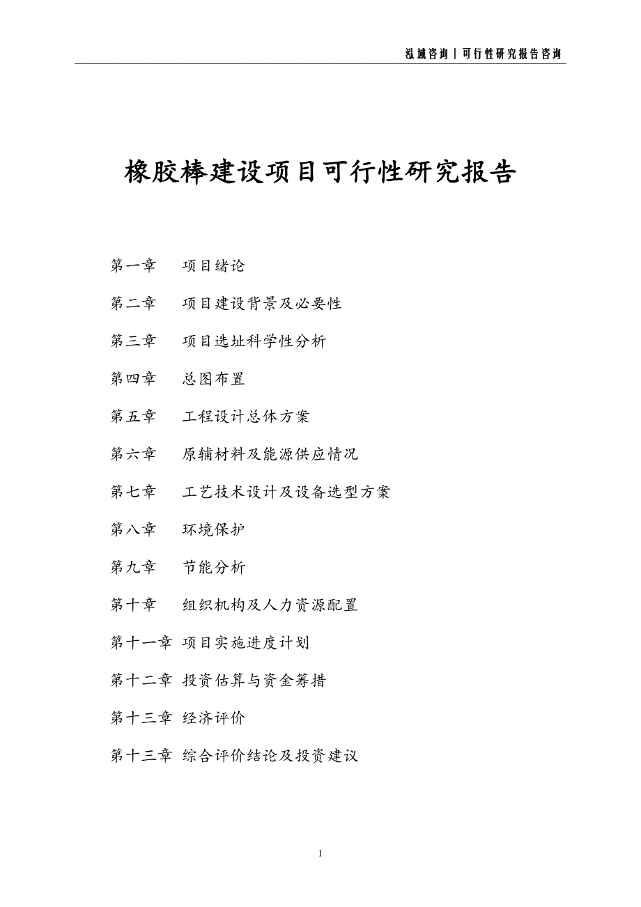 橡胶棒建设项目可行性研究报告_第1页