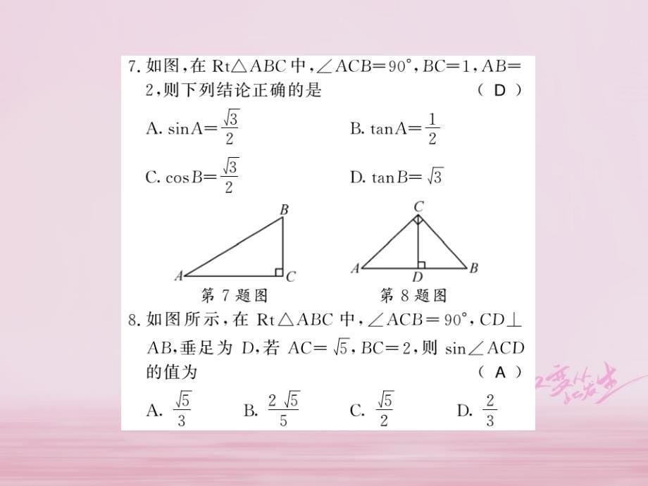 2018年秋九年级数学下册专题一解直角三角形的应用习题课件北师大版_第5页