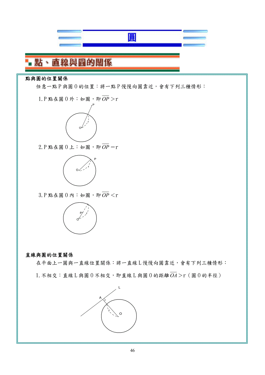 点与圆的位置关系任意一点p与圆o的位置_第1页