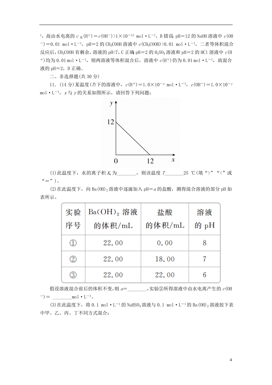 2019版高考化学一轮复习第8章水溶液中的离子平衡第2节水的电离和溶液的酸碱性限时规范特训_第4页