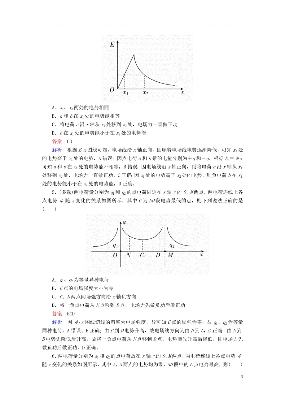 2019版高考物理一轮复习第8章电场30电场中的图象问题能力训练_第3页