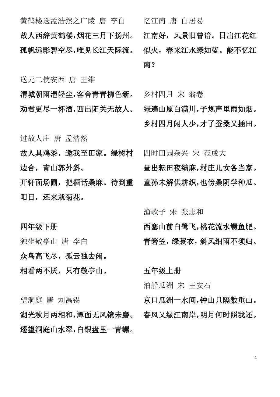 人教版小学语文一年级至六年级古诗词_第4页