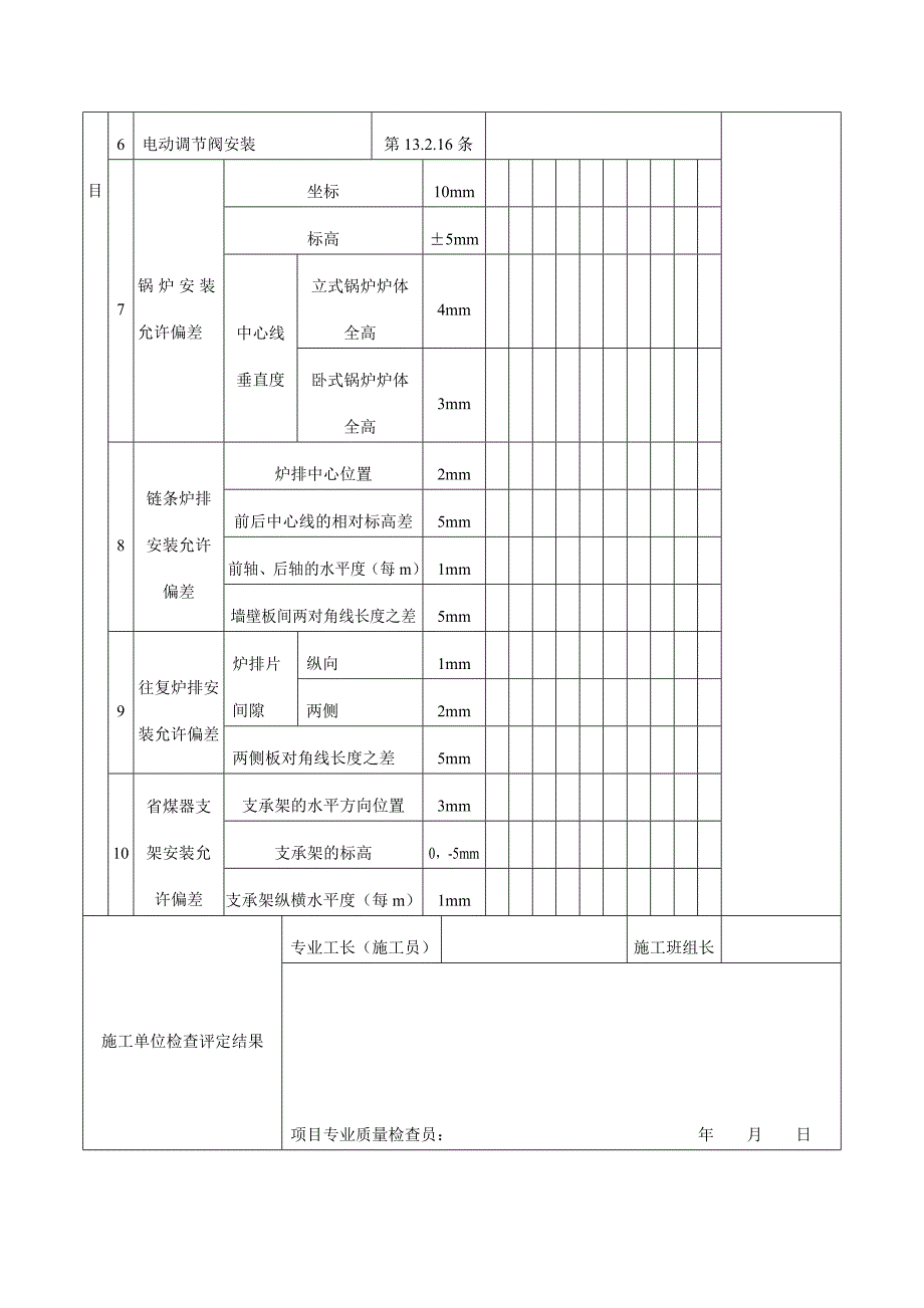 锅炉安装工程检验批质量验收记录表（DOC格式）_第2页