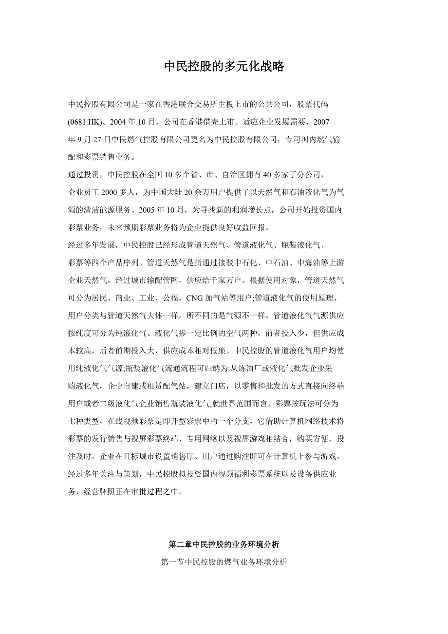 中民控股的多元化战略_第1页