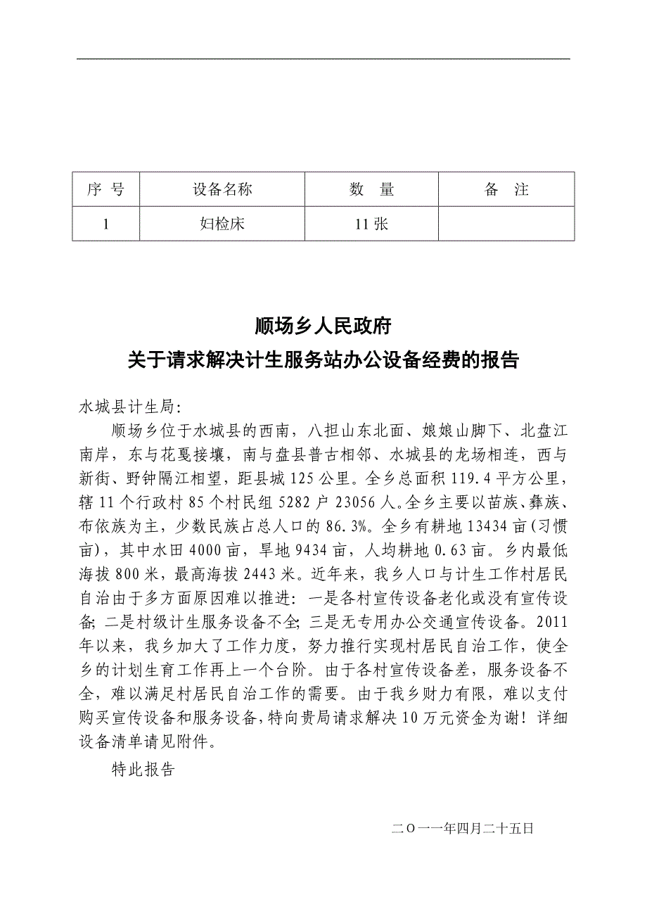 2011关于请求解决办公设施的报告_第1页