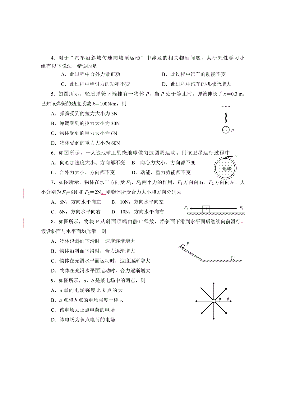 海南省2012年普通高中基础会考物理试题(含答案)_第2页