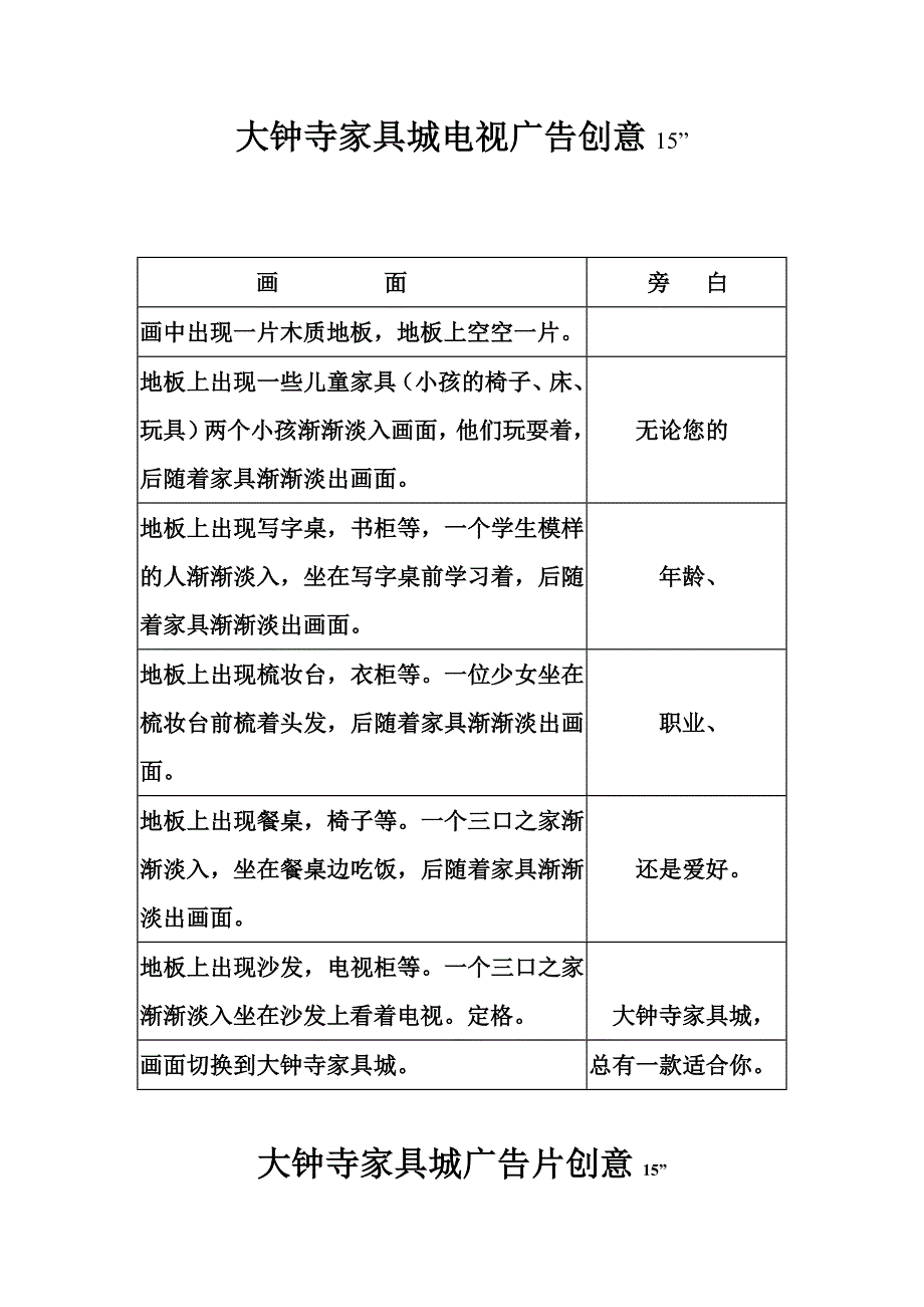 大钟寺家具城电视广告创意15_第1页