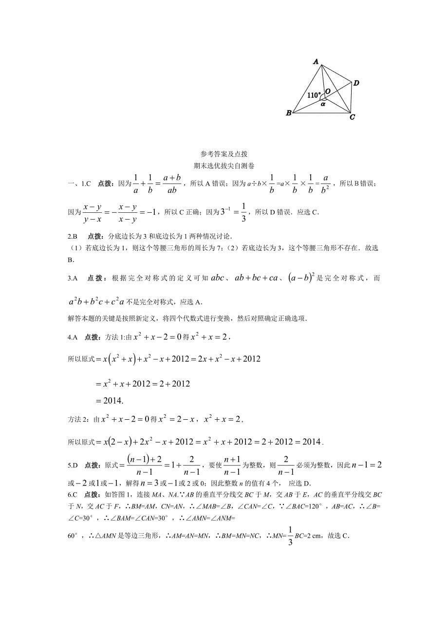 人教版数学八年级上册期末培优检测卷(中考题型)_第5页
