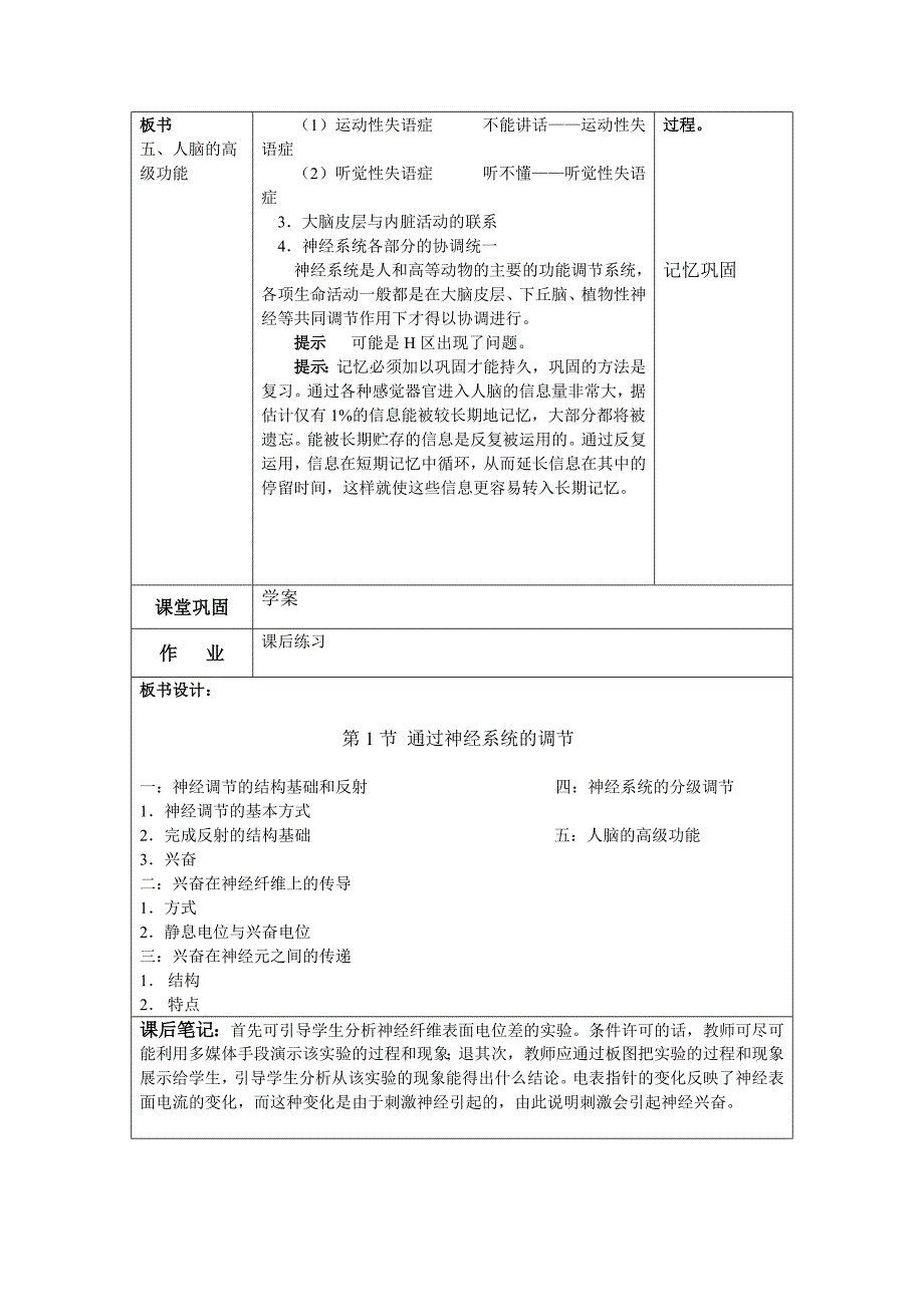 2012年附城中学高一生物教案：2.1《神经系统的调节》1（新人教版必修3）_第3页