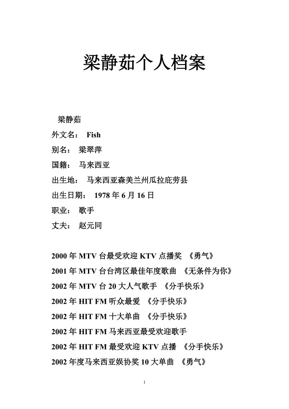 梁静茹个人档案_第1页
