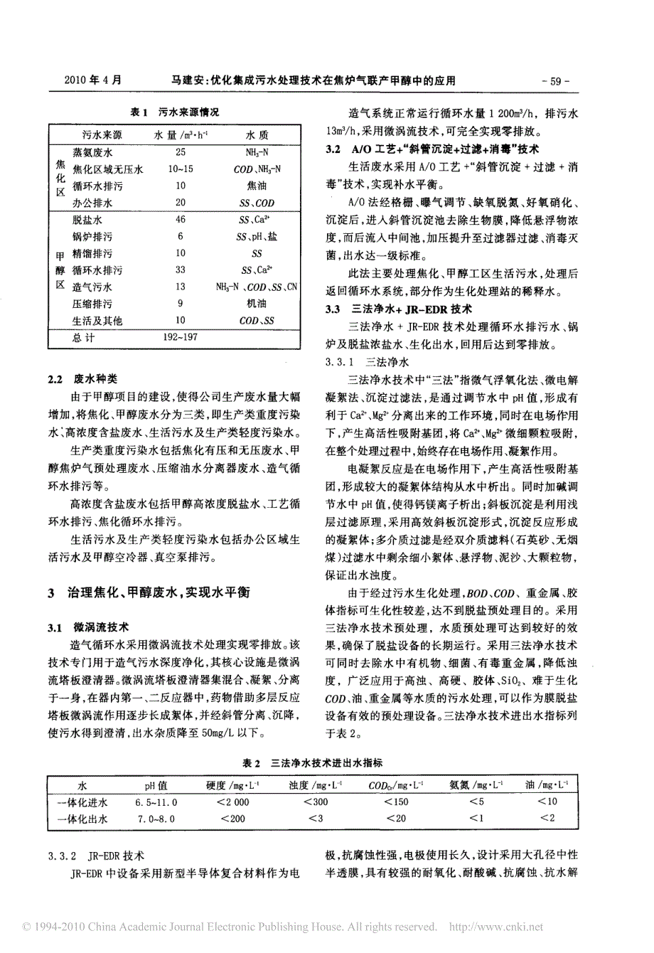 优化集成污水处理技术在焦炉气联产甲醇中的应用_第2页