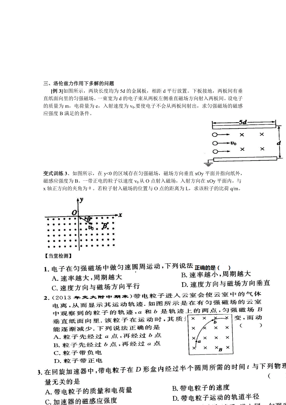 2013年河南省新安县第一高级中学高二物理拓展教案：《带电粒子在匀强磁场中的运动》2（新人教版选修3-1）_第2页