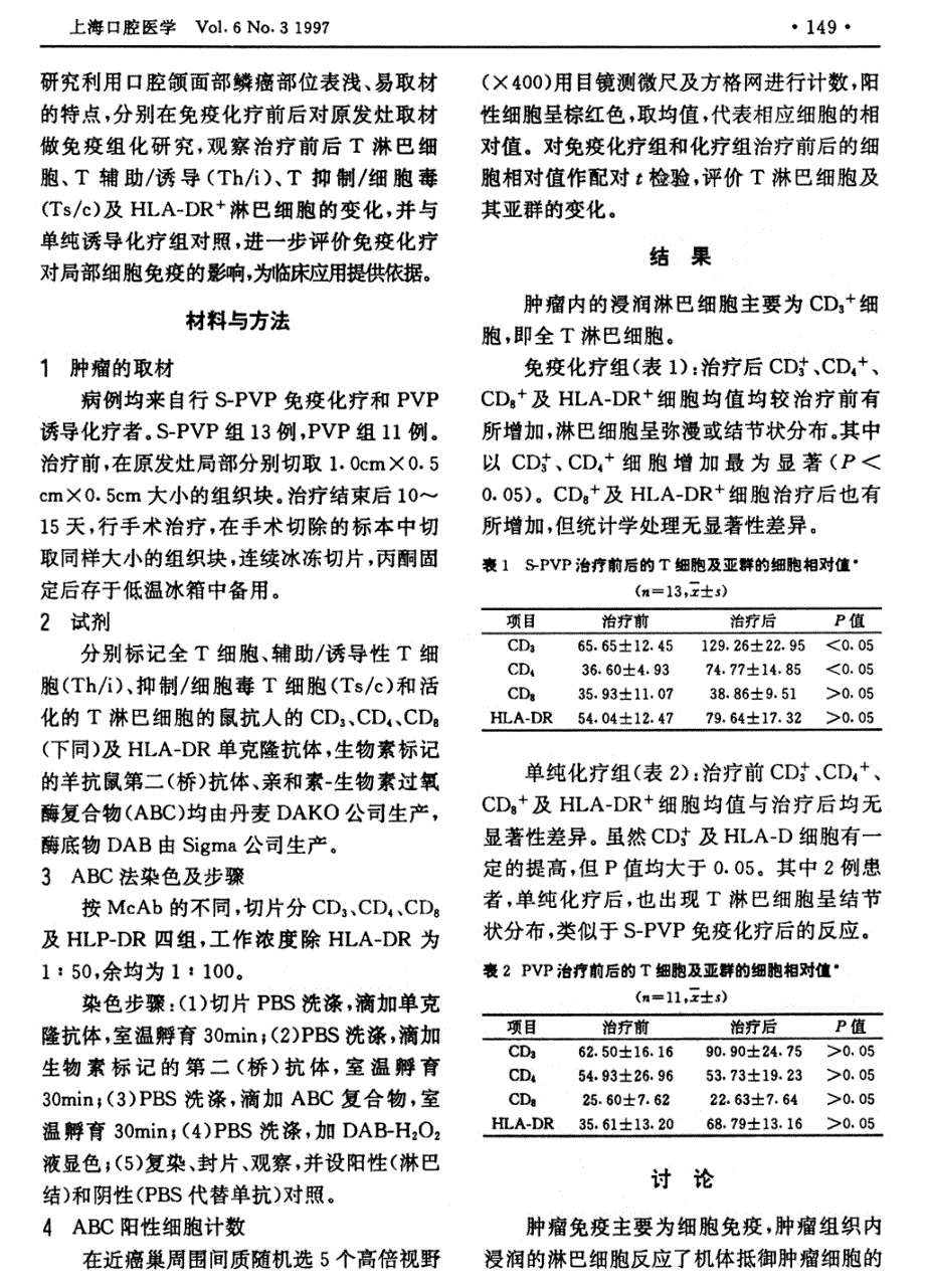 免疫化疗对口腔鳞癌浸润t淋巴细胞及其亚群的影响_第2页