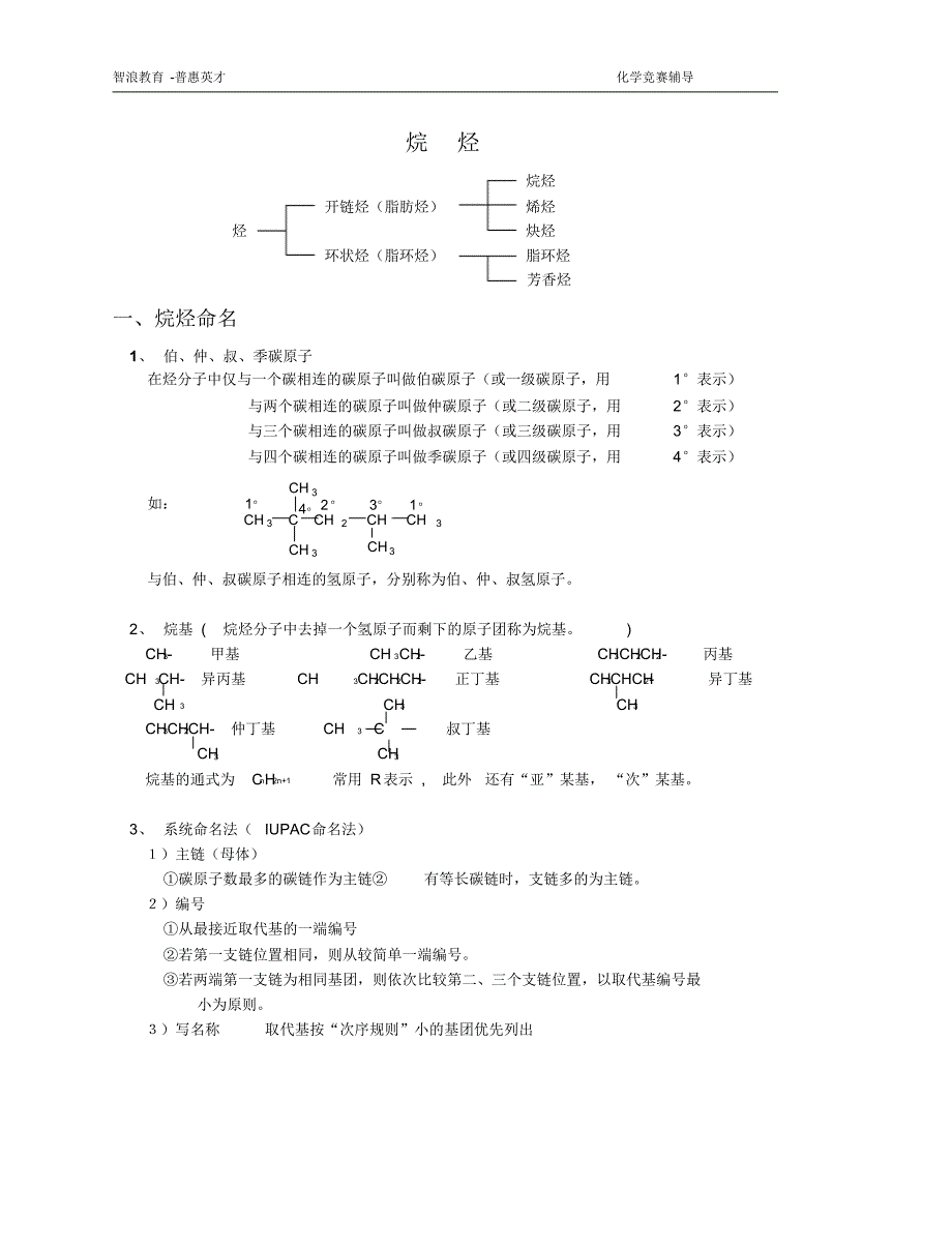 化学竞赛辅导资料——烷烃_第1页