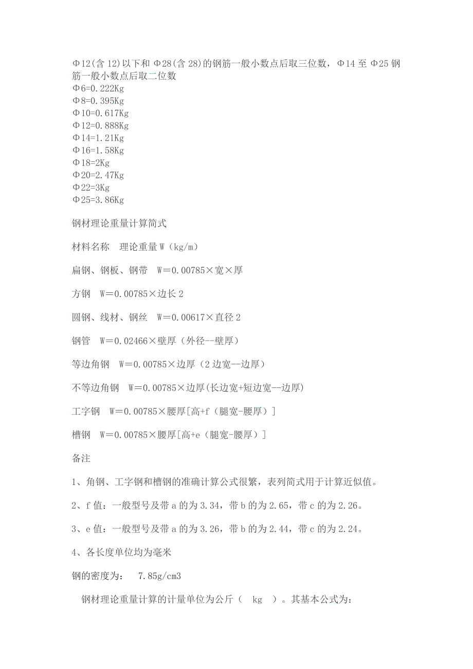 一些常用黑色金属材料螺纹钢及圆钢筋的重量表_第4页