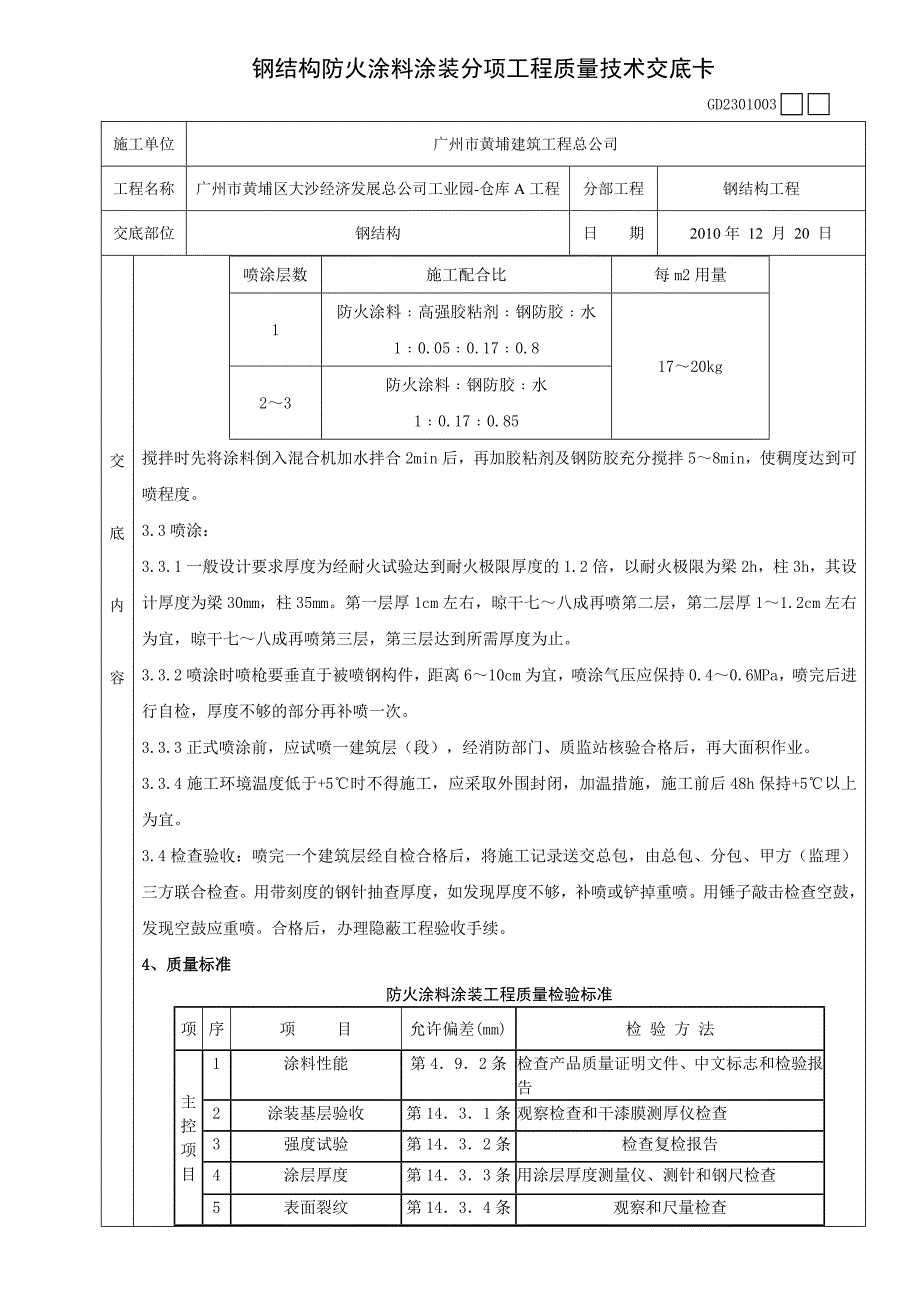 钢结构防火涂料涂装分项工程质量技术交底卡_第2页