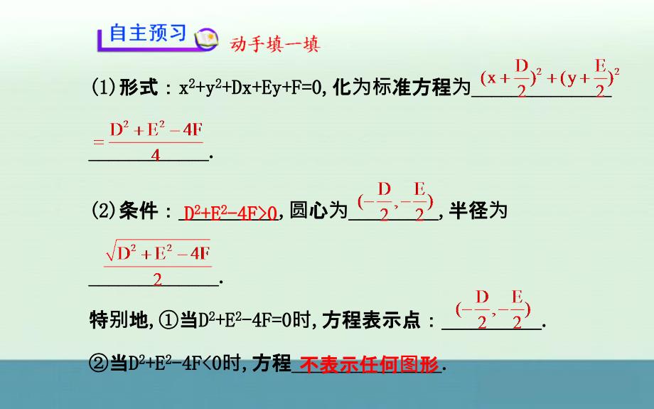 2013年高一数学课堂备用课件：4.1.2《圆的一般方程》（新人教a版必修2）_第3页