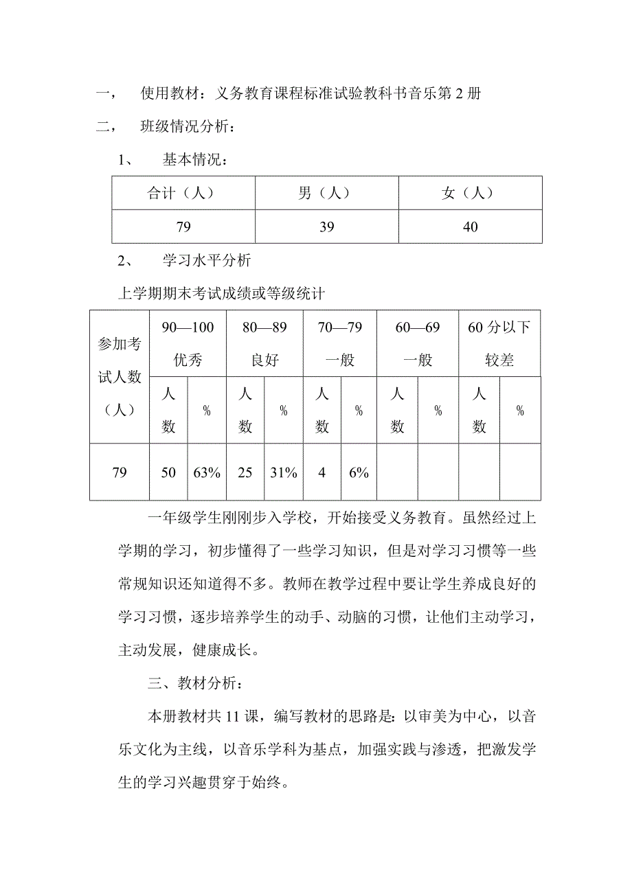 一年级下音乐计划1_第2页