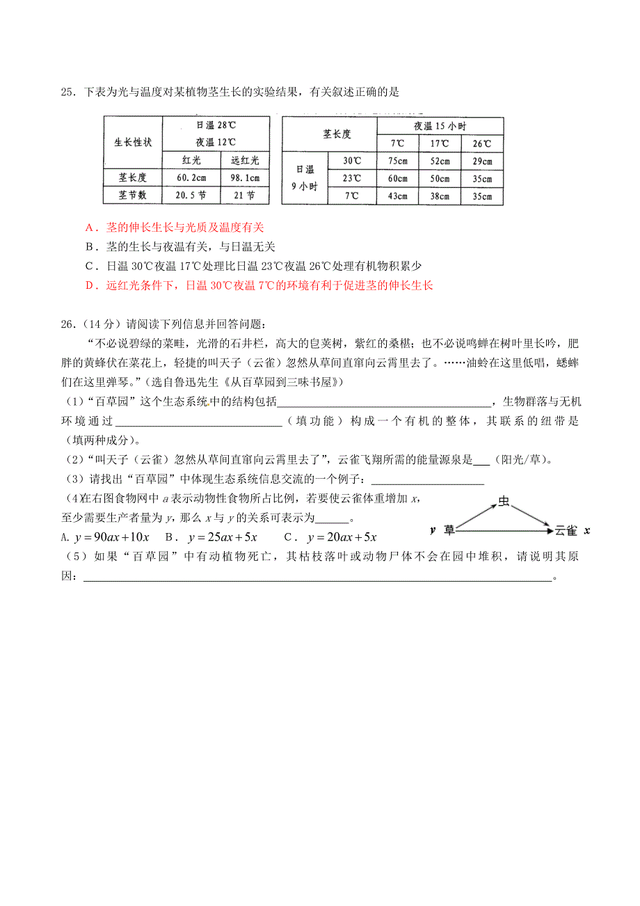 东莞实验中学高三理科综合测试——生物试题(2010.2.8)_第2页