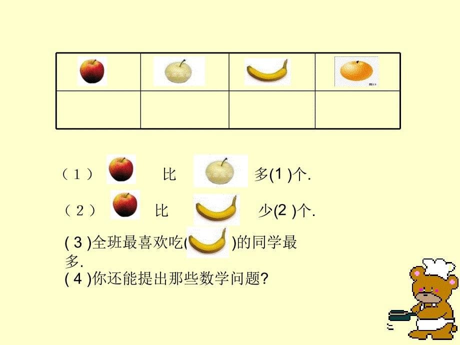 精品北师大版数学一年级上册《最喜欢的水果》课件_第5页