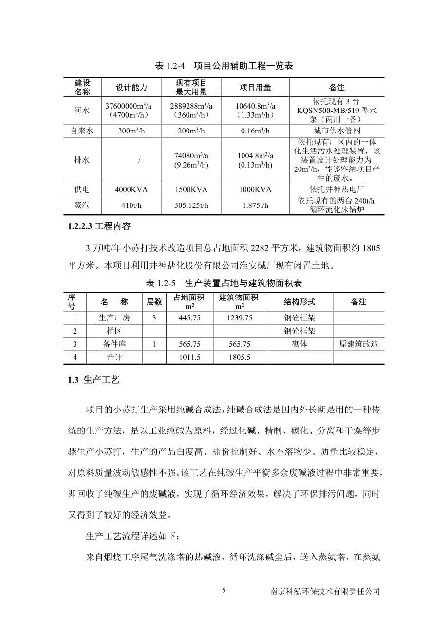 xx盐化股份有限公司3万吨年小苏打技术改造项目简本_第5页