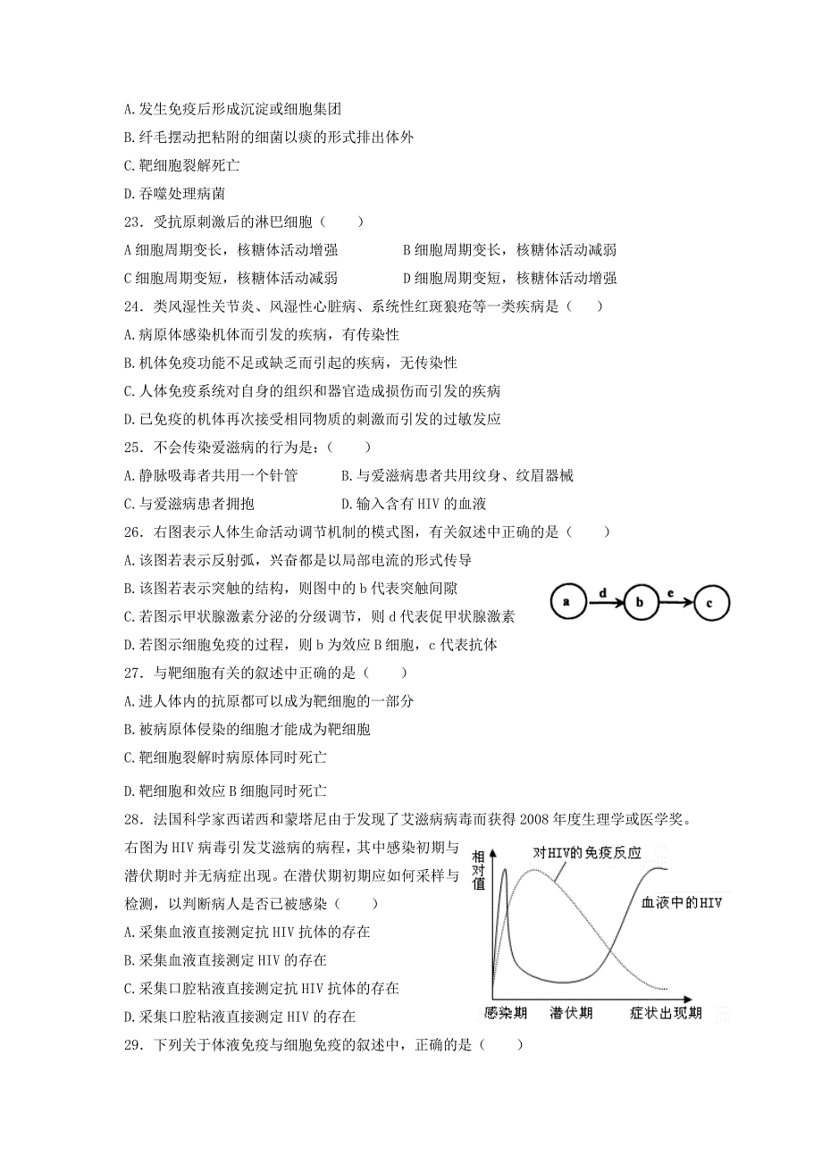 【备课精选】2012年高一生物中图版必修三同步训练：1.4《人体免疫系统与稳态》_第4页