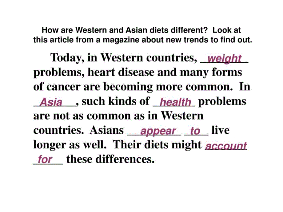 高一第一学期牛津英语morereading：balancing_world_diets_第4页