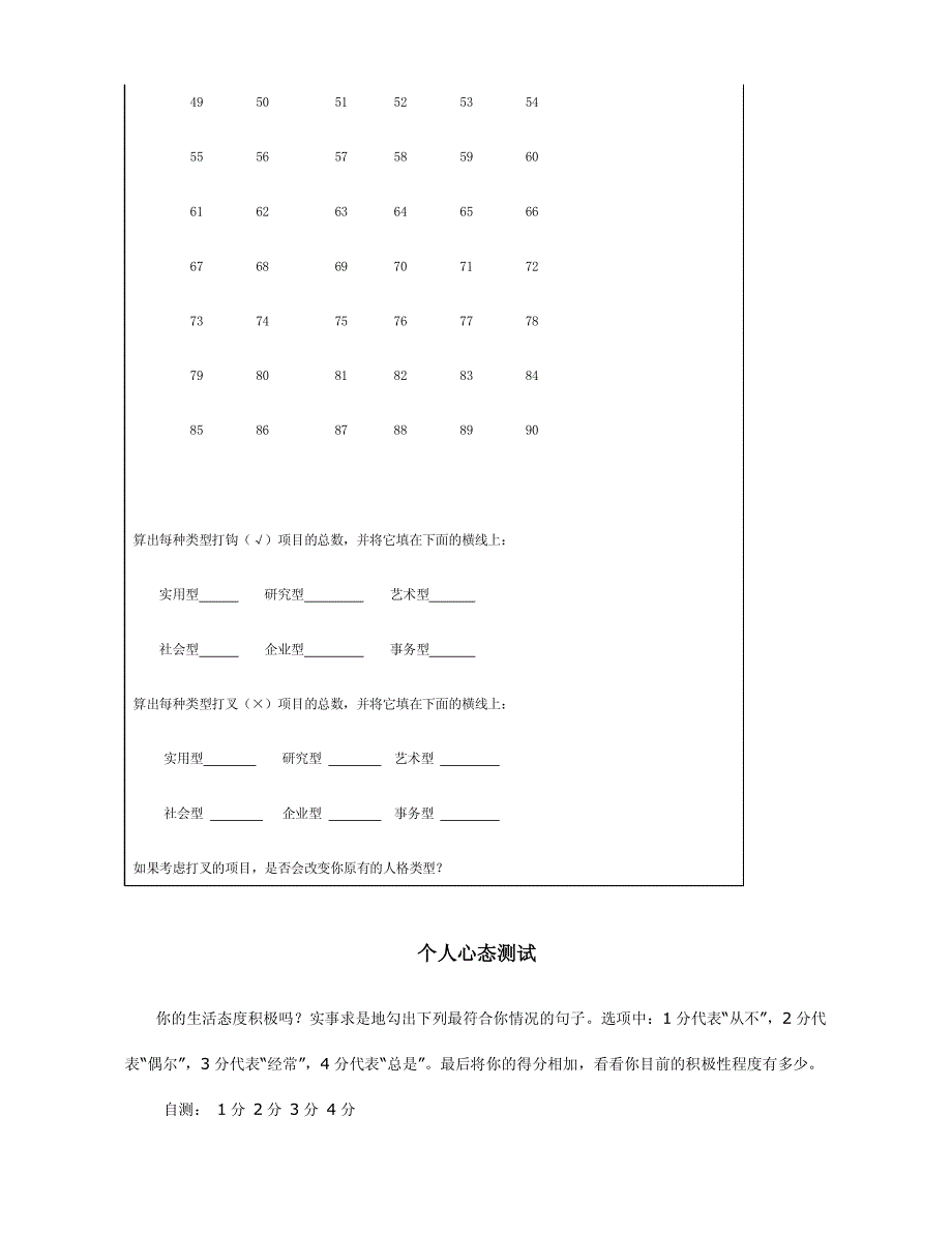 职业测评--个人心态测试90题_第1页