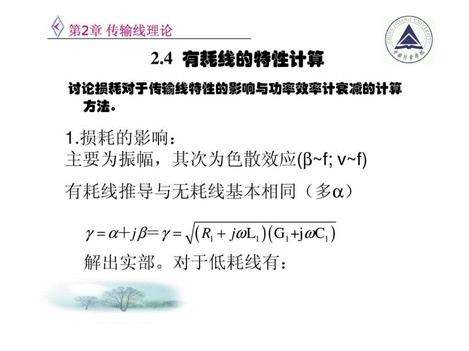 电信传输原理及应用第二章有耗线的特性计算2_第1页