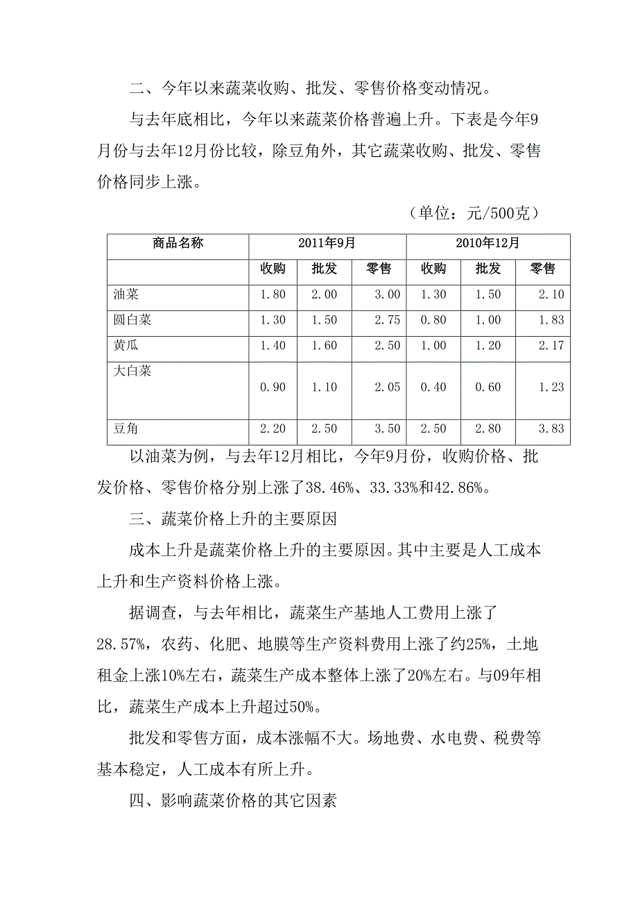 蔬菜成本收益情况调查的报告_第2页