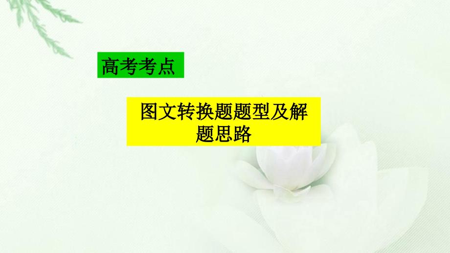 2018届高三语文二三轮复习《高考图文转换题题型及解题思路教学》_第1页