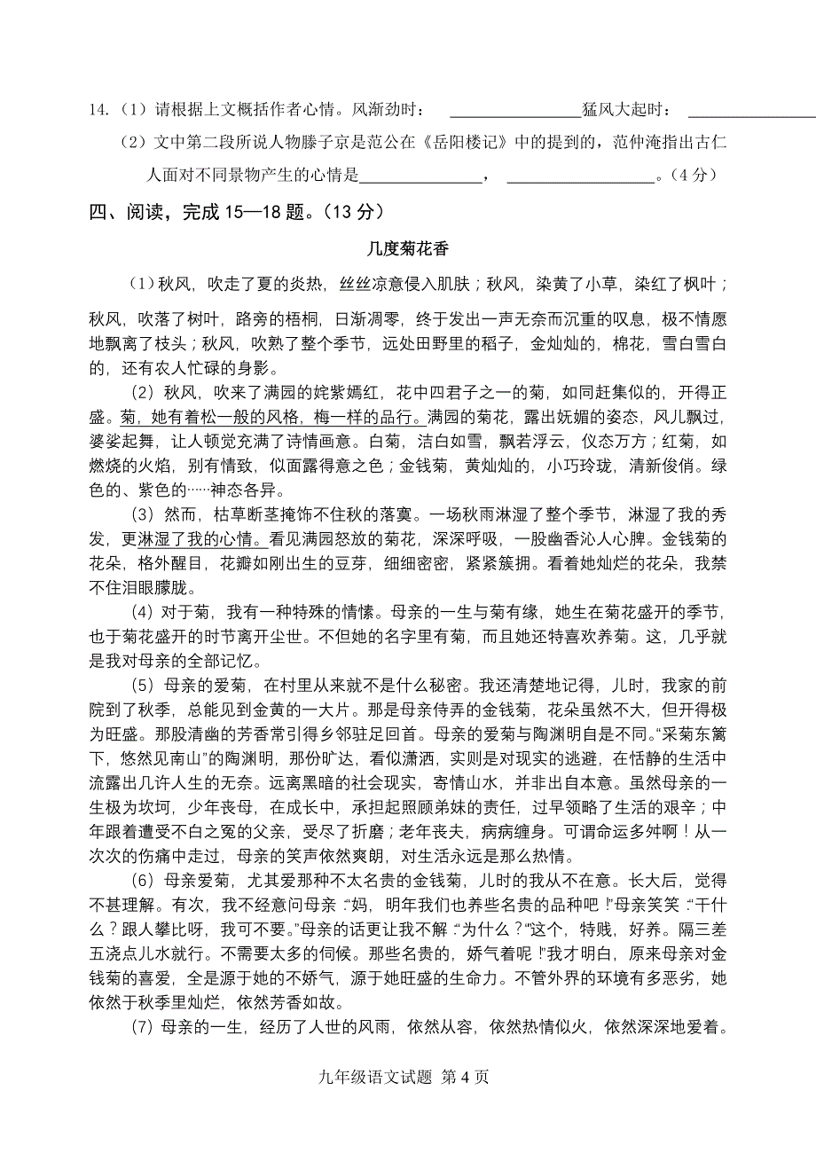 2011—2012学年度第二学期质量检测九年级语文_第4页