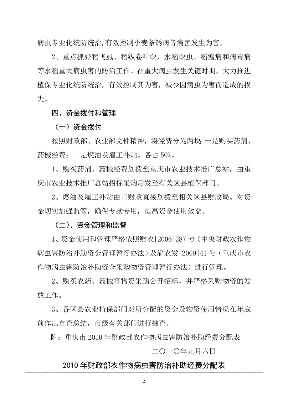 农作物病虫害防治补助经费分配方案_第2页