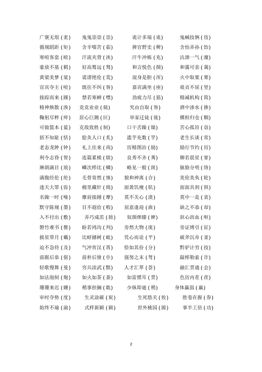 小学语文六年级成语中常见易错字_第2页