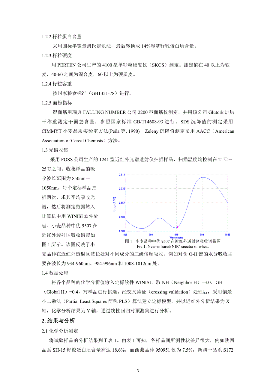 利用近红外透射技术测定小麦品质的研究_第3页